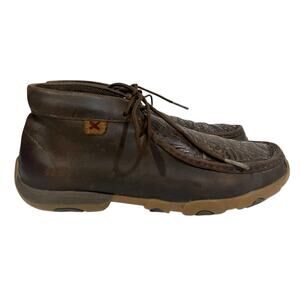 Twisted X Chukka Driving Moc Shoes Women's 7M Brown Leather Tooled Moccasin Boot